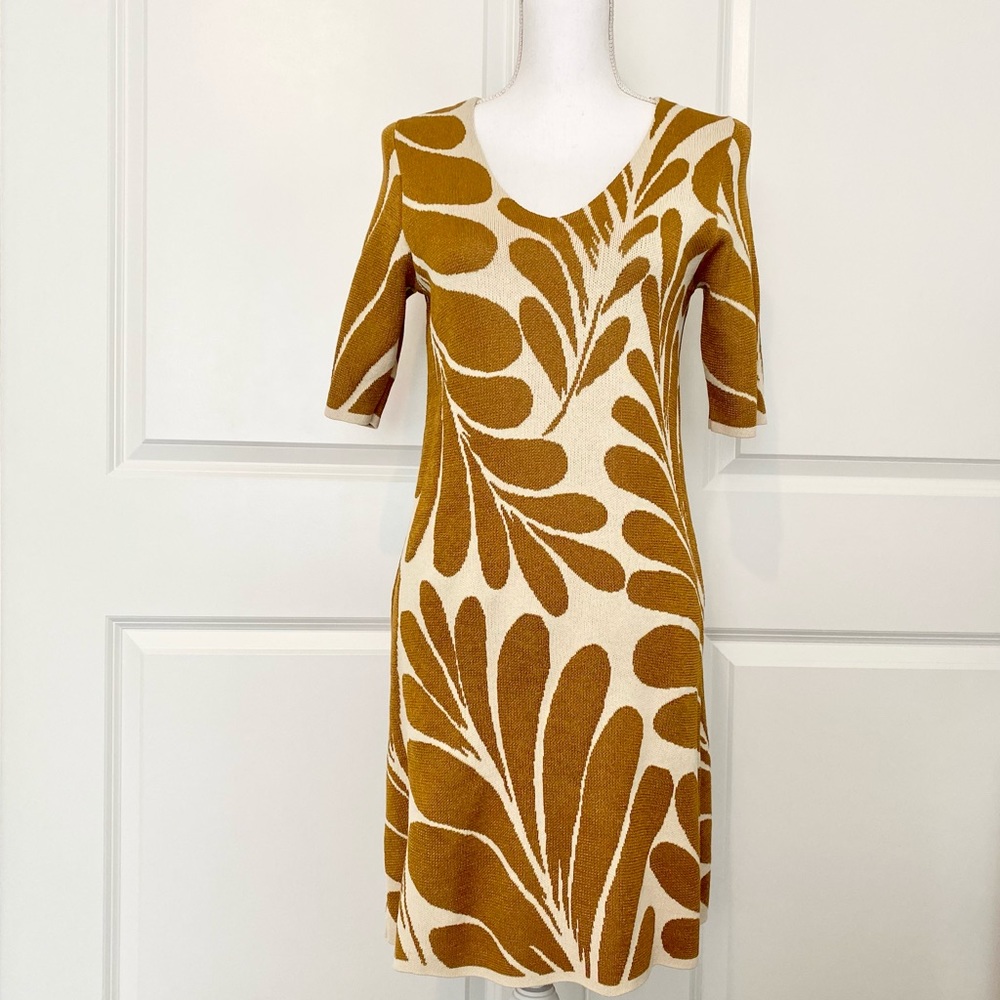 NWOT Ann Taylor Paisley Knit Gold Mini - Picture 2 of 4